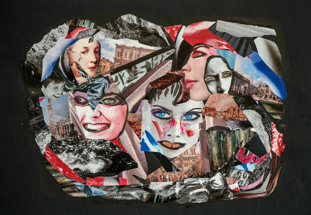 collage di maschere veneziane
