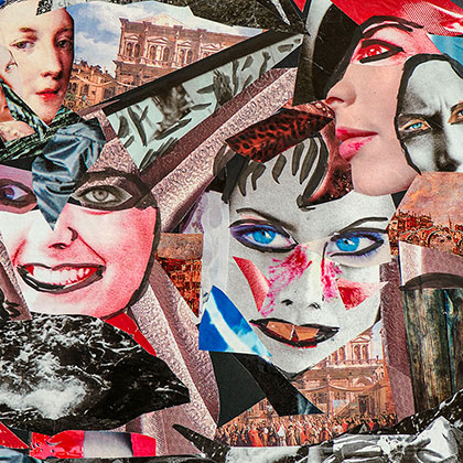 collage di maschere veneziane